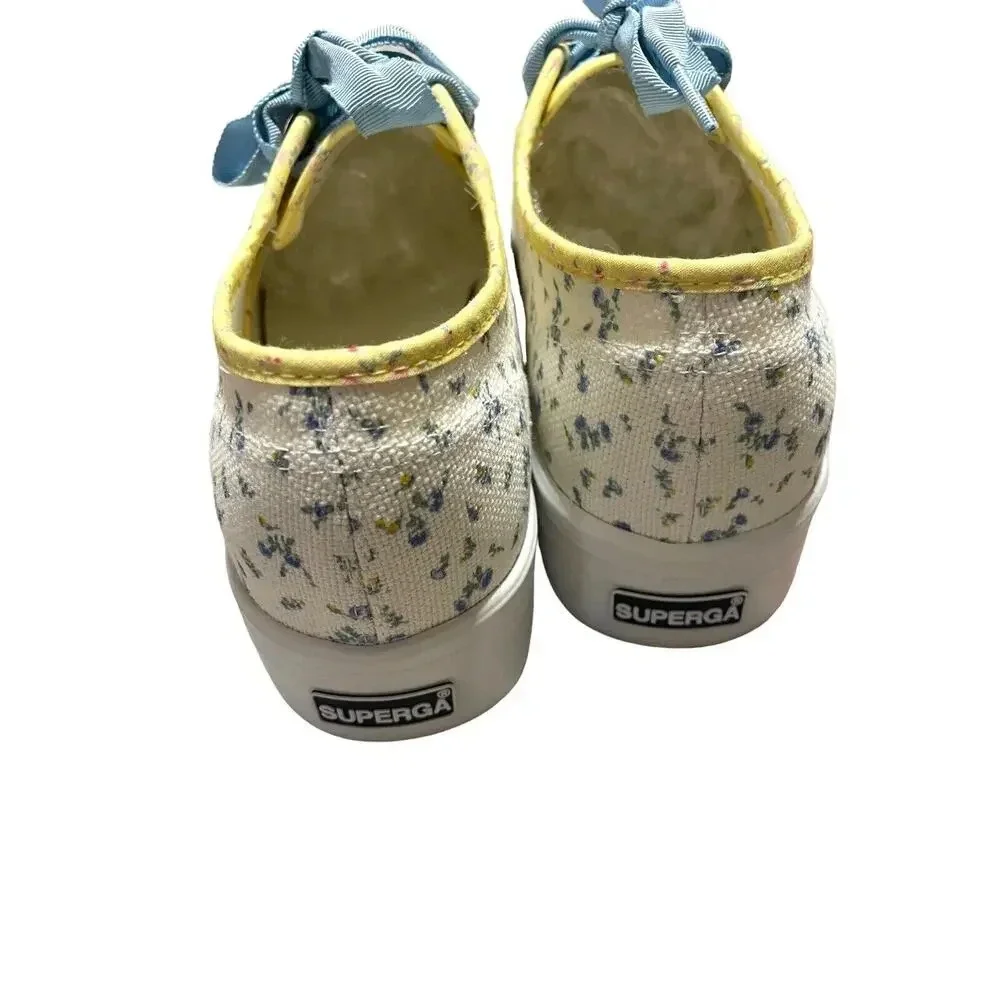 LoveShackFancy Superga Platform Sneakers sz EU 40 US 9 Low Top Yellow Blue Shoes - Picture 6 of 16